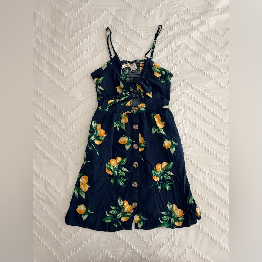 Mimi Chica Navy Lemon Print Tie-Knot Dress